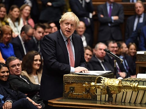 Britain's Prime Minister Boris Johnson speaking at the dispatch box in the House of Commons in London, during the first sitting of Parliament since the general election