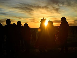 Revellers celebrate winter solstice at Stonehenge