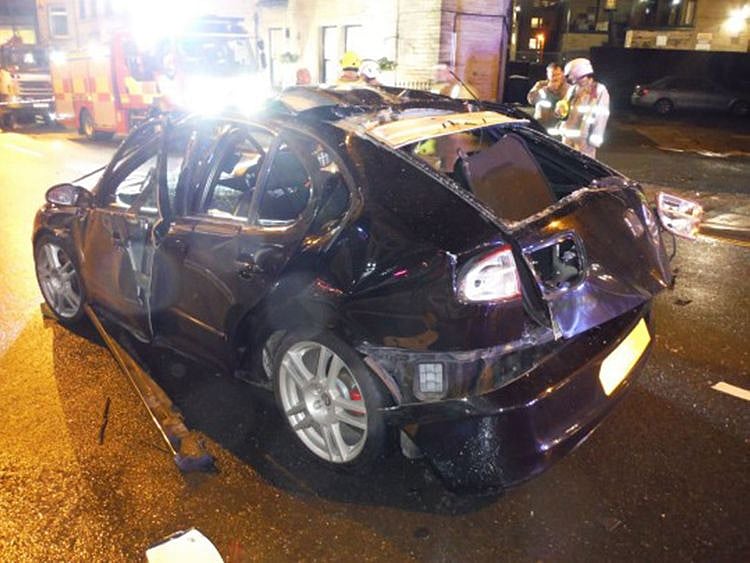 Auto car explodes