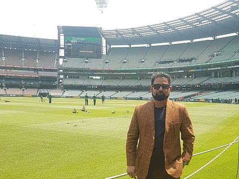 Chetan Sharma soaks in the ambience at the historic Melbourne Cricket Ground. 