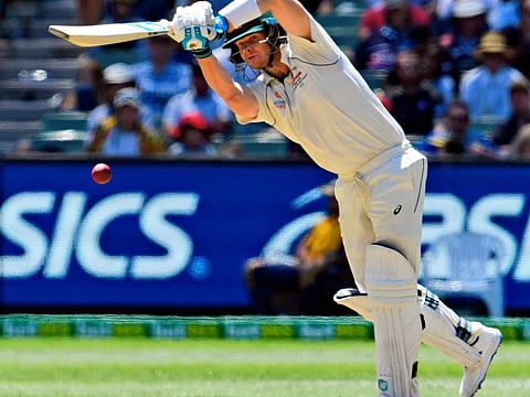 Australia's Steve Smith in full flow during his unbeaten 77 against New Zealand at MCG on Thursday.