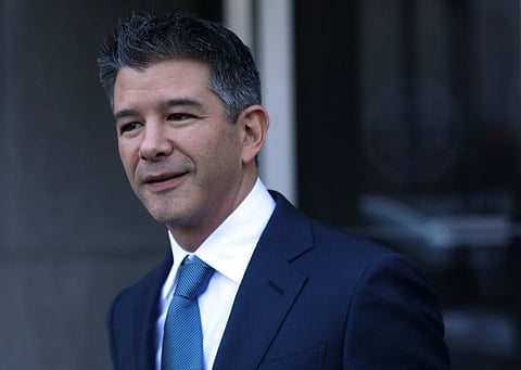 (FILES) In this file photo taken on February 06, 2018 former Uber CEO Travis Kalanick leaves the Phillip Burton Federal Building on day three of the trial between Waymo and Uber Technologies on February 7, 2018 in San Francisco, California.  About a decade after co-founding Uber, Travis Kalanick on December 24, 2019, severed his last ties with the ride-hailing giant, announcing he would exit the board of directors at the end of 2019. Kalanick, who was pushed out as chief executive in 2017 amid revelations about the controversial business practices that accompanied the company's stunning rise, will resign from the board of directors effective December 31 "to focus on his new business and philanthropic endeavors," Uber said in a statement. / AFP / GETTY IMAGES NORTH AMERICA / JUSTIN SULLIVAN
