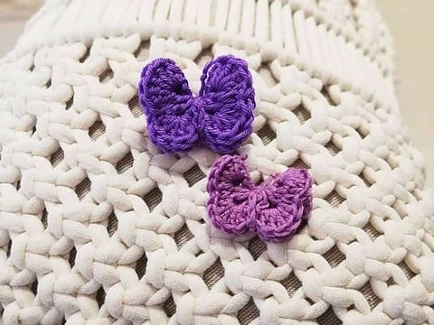 Purple butterflies knitted by Spanish woman, Itziar Prats, as a call to end domestic violence are pictured in this handout photo. Spain December 23 2019. Itziar Prats/Handout via Thomson Reuters Foundation
