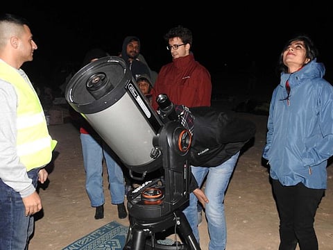 Hundreds of UAE residents camped in Al Qudra desert area outside Dubai city to watch the Quadrantids meteor shower on Saturday. 
The Quadrantids occur in December-January each year as the Earth passes a band of cosmic debris, resulting in a meteor shower or streaks across the night sky as the meteors pass through the atmosphere.