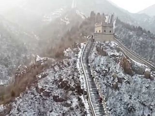 Snow blankets the Great Wall of China