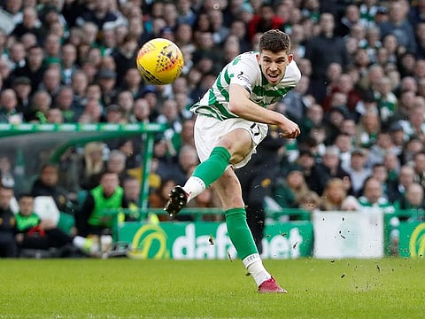 Celtic's Ryan Christie shoots at goal.