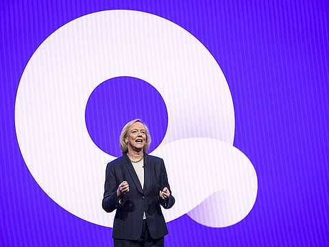 Meg Whitman, chief executive officer of Quibi SA, speaks during a keynote at CES 2020 in Las Vegas, Nevada, U.S., on Wednesday, Jan. 8, 2020.