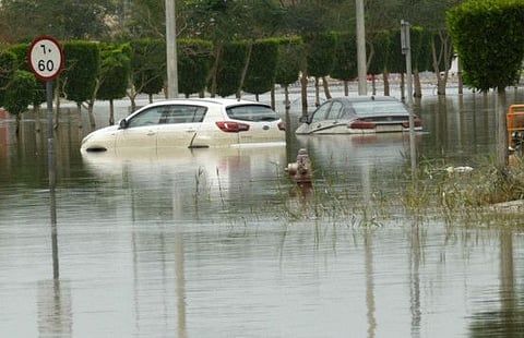 Vehicles still submurged in water one week after heavy rain in Dubai and other Emirates Photo: Virendra Saklani/Gulf News
