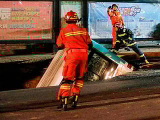 Video: 6 killed, 4 missing as China sinkhole swallows bus