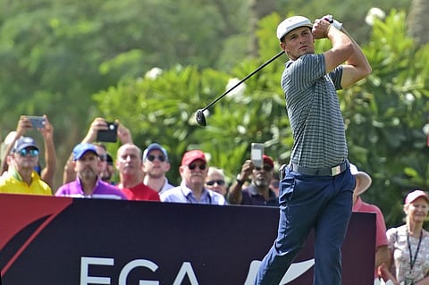Bryson Dechambeau en route to his Dubai Desert Classic triumph last year.