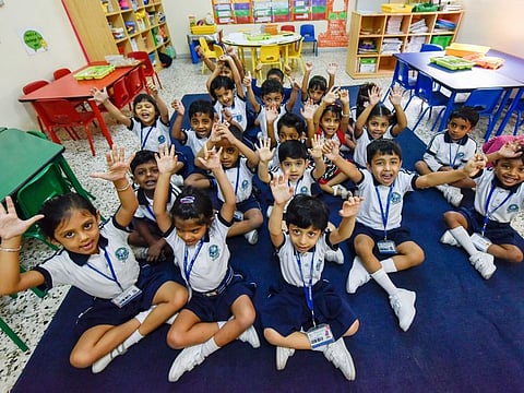 KG 1 students from JSS private school in Dubai during their classes in the first day of the school after the summer vacations. 1st September 2019. Photo: Ahmed Ramzan/ Gulf News