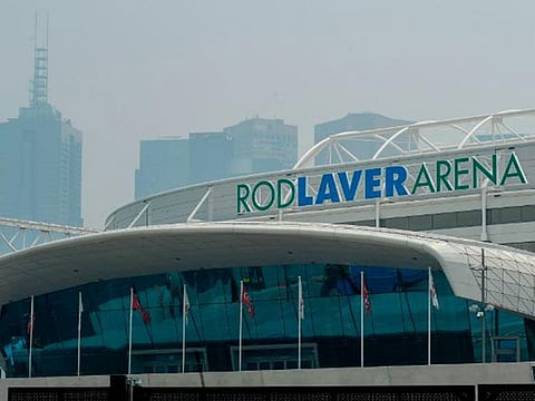 Smoke surrounds the Rod Laver Arena in Melbourne.