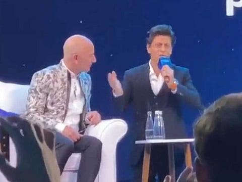 Bollywood actor Shah Rukh Khan with Amazon CEO Jeff Bezos.