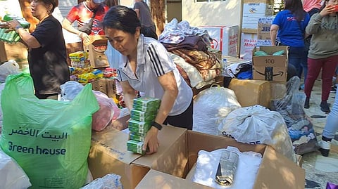 Relief items being put together by the Filipino community