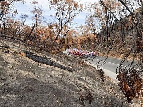 The Tour Down Under went through fire-ravaged Adelaide.
