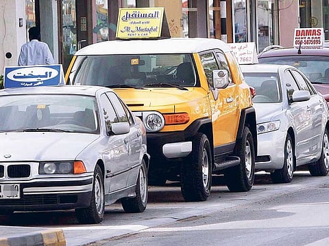 A line up of rental cars