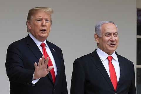 US president Donald Trump is currently hosting the Israeli prime minister Benjamin Netanyahu in Washington DC 