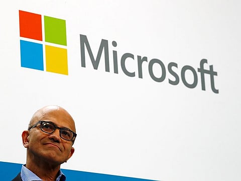 Microsoft CEO Satya Nadella addresses a news conference in Berlin, Germany February 27, 2019.