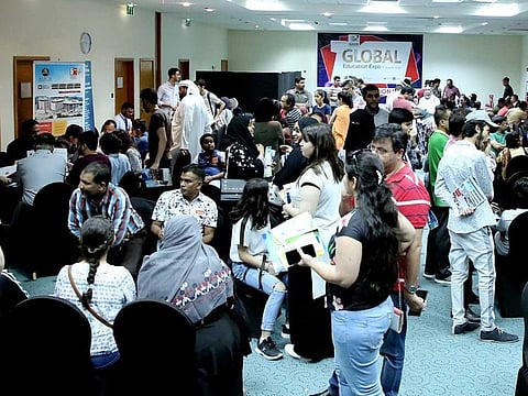 Large number of parents and students turned up during the Global Education Expo. File photo taken in 2019.