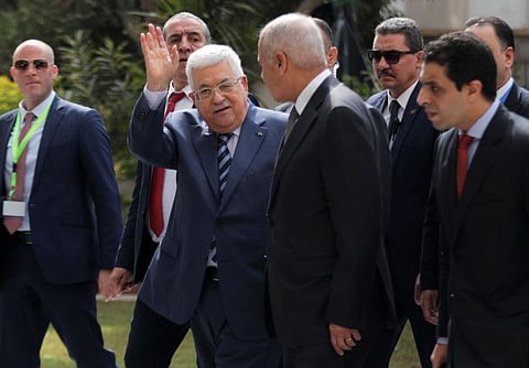 Palestinian President Mahmoud Abbas arrives for an emergency meeting with the Arab League's foreign ministers after U.S. President Donald Trump announced his Middle East peace plan, in Cairo, February 1.