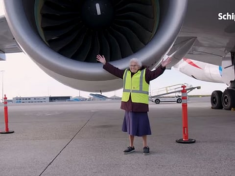 Granny Miep at Amsterdam Airport Schipol 