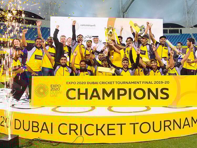 Laing O’Rourke team that beat CoEX in Expo 2020 Dubai cricket tournament final. 
