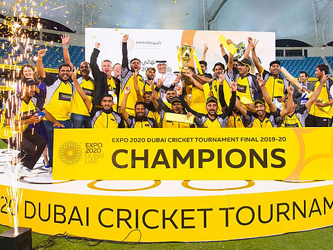 Laing O’Rourke team that beat CoEX in Expo 2020 Dubai cricket tournament final. 
