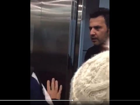 A screengrab from the video of the Turkish man verbally abusing an Arab family.