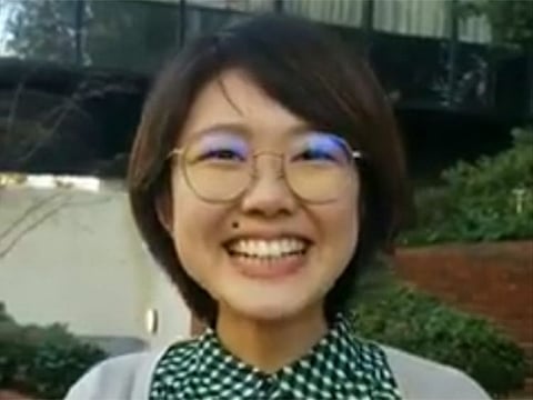 A creengrab from the FB video showing Sakura Ishikawa speaking Bengali