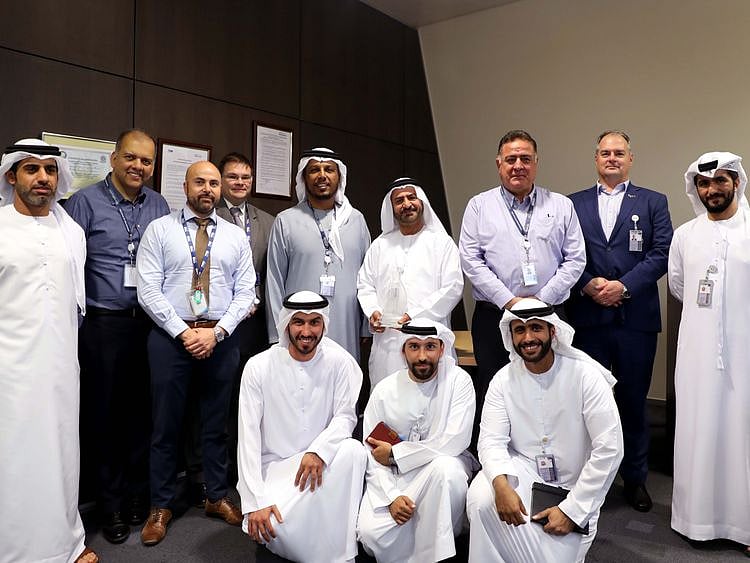 Abu Dhabi Airports officials at the lighting upgrade ceremony