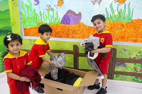 The children and staff at British Orchard Nursery brought and packed the clothes that were shipped to evacuation centres in Philippines