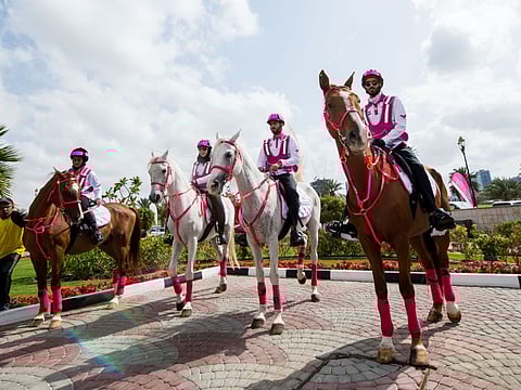 Riders at the press conference ahead of 10the ride of Pink Caravan ride. 