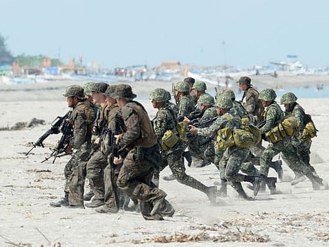 Philippine and US Marines during a joint exercise.  The Philippines is expected to improve its defence ties with other countries in line with President Rodrigo Duterte’s decision to abrogate the Visiting Forces Agreement with the US.