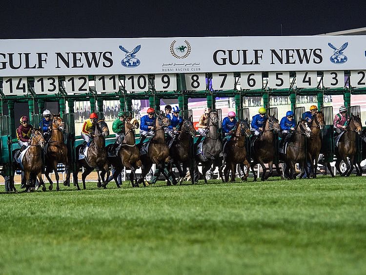 Horse racing action at Meydan for Dubai World Cup Carnival on February 13