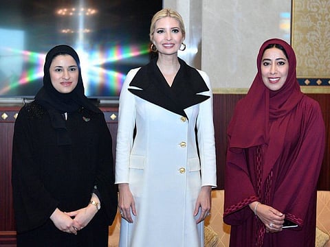 Ivanka Trump received by Mona Al Marri Chairmanperson of Dubai Women's Establishment's Board of Directors in Dubai on Saturday 