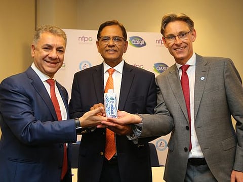 From left: Amar Zahid, President of Tetra Pak, GME&A; Iqbal Hamzah, Group CEO of NFPC; and Niels Hougaard, Managing Director of Tetra Pak, Arabia
