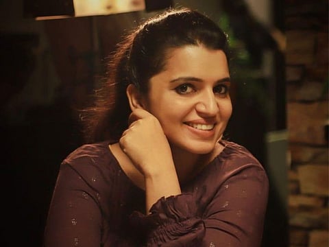 Dubai-based teacher Simimol on the sets of Malayalam movie Al Mallu
