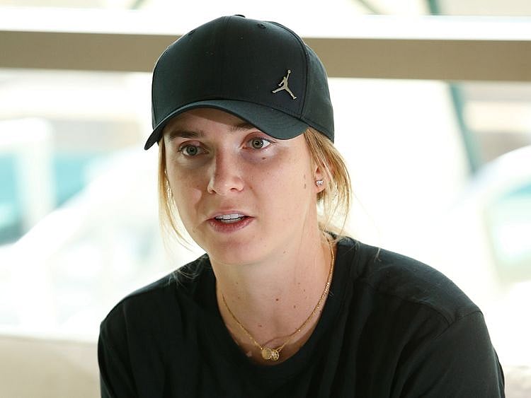 Elina Svitolina speaks to the media