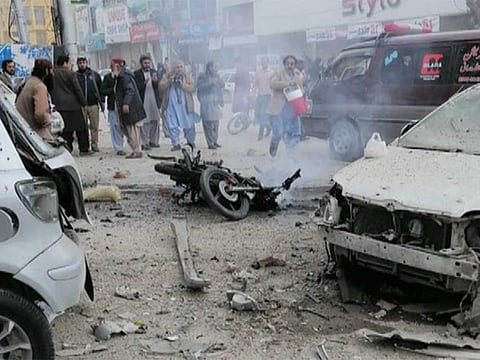Scene from blast where seven people were killed and dozens were reported injured in Quetta, Pakistan. Photo courtesy Dawn news 