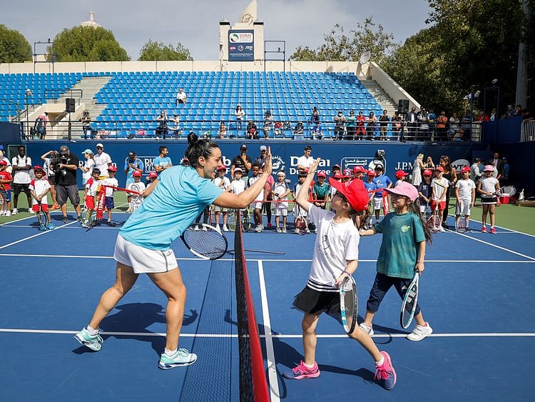 Tennis Emirates hosted over 50 young tennis players from affiliated tennis academies across the UAE during their Coaching Clinic on the second day of the WTA week at the Dubai Duty Free Tennis Cha (2)-1582033789860