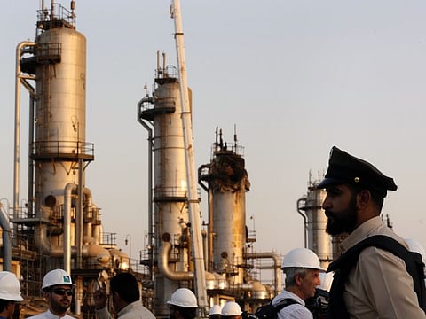 Aramco's oil processing facility after the September 14 attack in Abqaiq, near Dammam.
