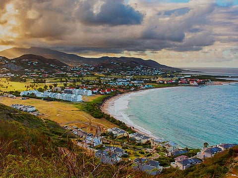 Panorama of Saint Kitts and its capital Basseterre, a popular destination for global investors 