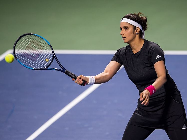 Sania Mirza in action in Dubai