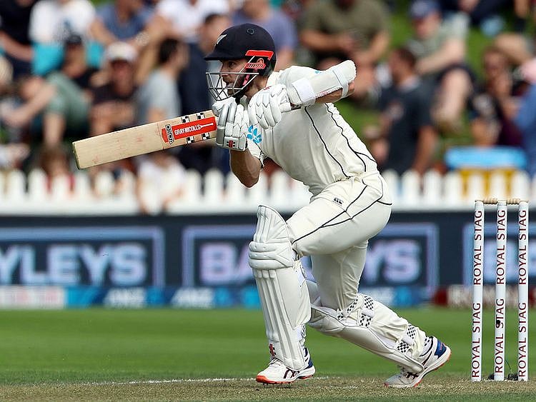 New Zealand, Feb 22 (ANI): New Zealand skipper Kane Williamson in action during the second day of the first test match between India and New Zealand at Basin Reserve, in Wellington on Saturday. (ANI Photo)