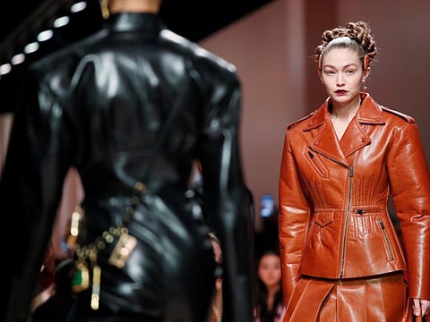 Model Gigi Hadid presents a creation from the Fendi Autumn/Winter 2020 women collection during Milan Fashion Week in Milan, Italy, February 20, 2020.