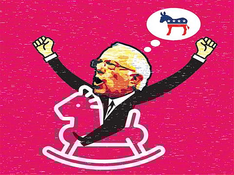 Democratic presidential candidate Senator Bernie Sanders onstage after winning the Nevada caucuses during a campaign rally at Cowboys Dancehall in San Antonio, Texas, on February 22, 2020.