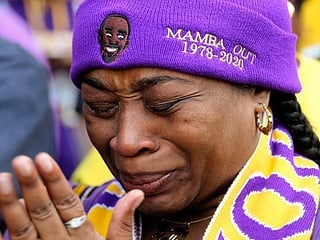 In pictures: Tears, cheers and revelations at Kobe Bryant memorial in Los Angeles