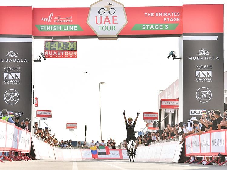 Adam Yates wins Stage 3 of the UAE Tour