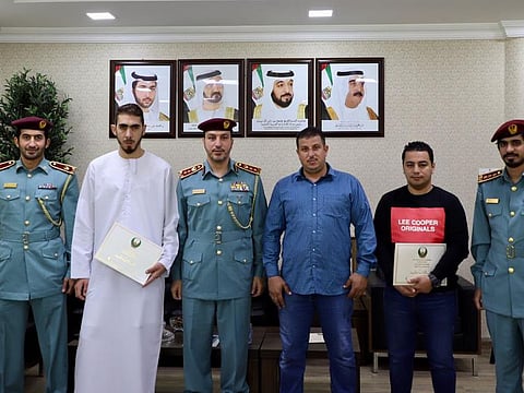 The Umm Al Quwain Civil Defence Department on Tuesday honoured three Arab men for their heroism in rescuing family from a burning apartment on February 9.