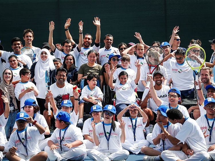 Leander Paes at Dubai Duty Free Tennis Championships Children of Determination clinic